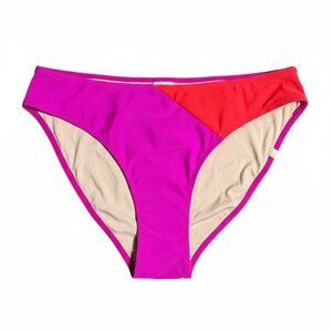 Summersalt Women's Bikini Bottoms The Diagonal Mid Rise High Leg Red/Pink NWT